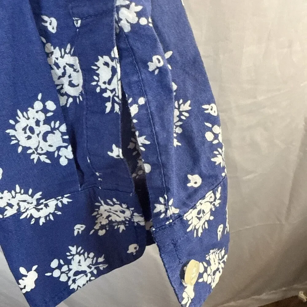 J. Crew Blue Floral Blouse Size XL Preowned - Picture 5 of 15
